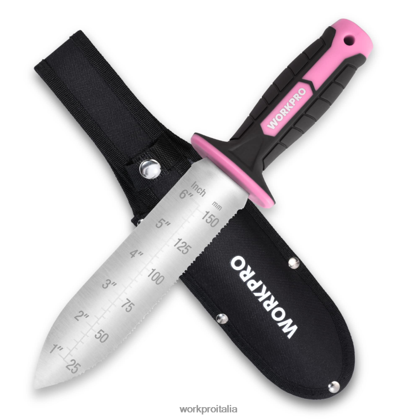 WORKPRO coltello da giardino con fodero in oxford, lama in acciaio inox con tagliente verde/rosa B0600L283 attrezzo