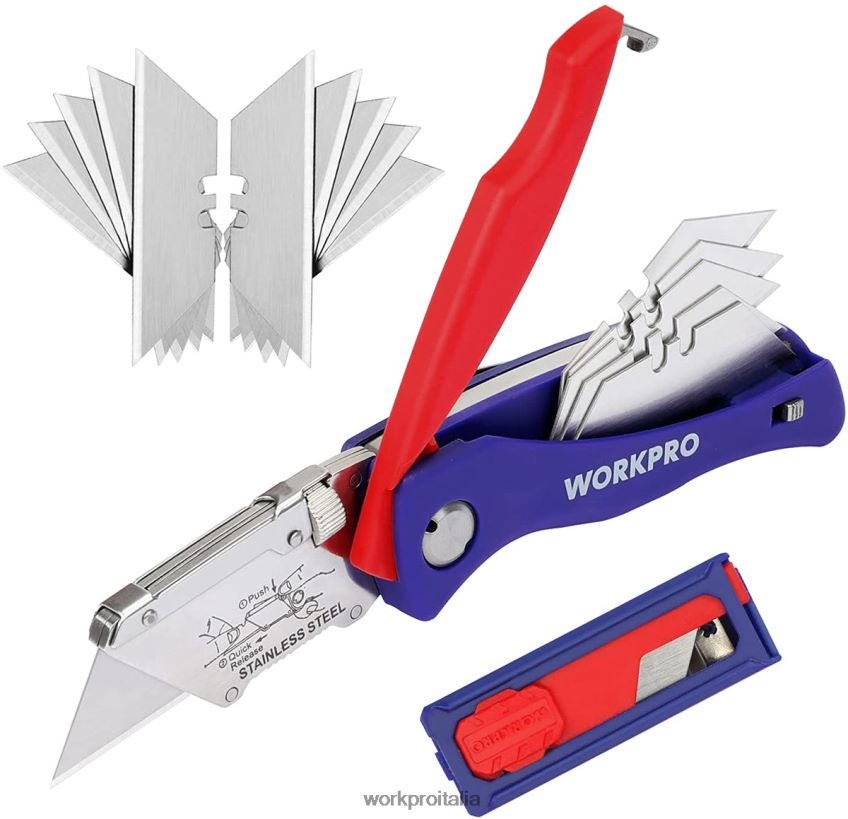 WORKPRO coltello multiuso pieghevole con taglierino a cambio rapido con bloccaggio posteriore e clip per cintura moderno B0600L46 attrezzo