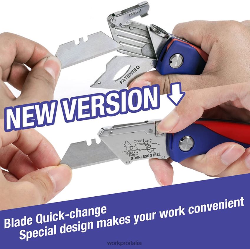 WORKPRO coltello multiuso pieghevole con taglierino a cambio rapido con bloccaggio posteriore e clip per cintura moderno B0600L46 attrezzo