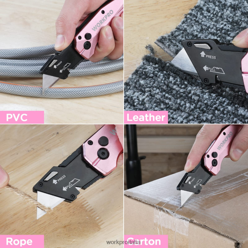 WORKPRO coltello multiuso pieghevole in alluminio, 10 lame extra incluse rosa B0600L54 attrezzo