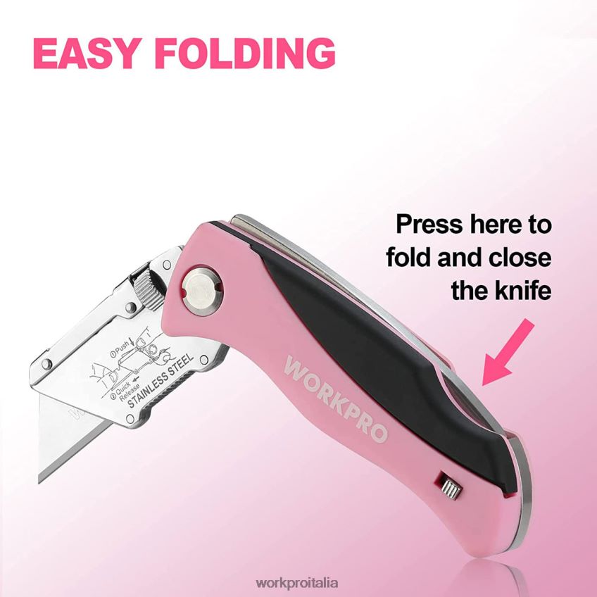 WORKPRO coltello multiuso pieghevole, taglierino a cambio rapido, coltello per rasoio rosa B0600L36 attrezzo