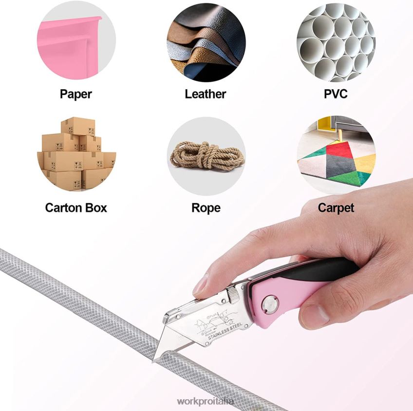 WORKPRO coltello multiuso pieghevole, taglierino a cambio rapido, coltello per rasoio rosa B0600L36 attrezzo