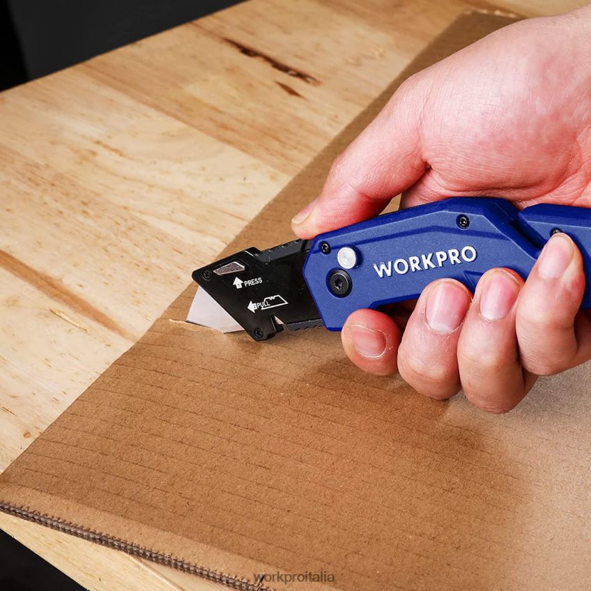 WORKPRO coltello multiuso pieghevole taglierino multiuso con manico in nylon leggero con lame extra da 10 pezzi rosso/blu/nero B0600L38 attrezzo