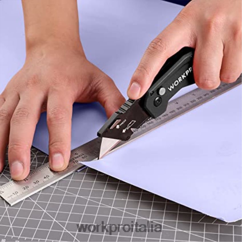 WORKPRO coltello multiuso pieghevole taglierino multiuso con manico in nylon leggero con lame extra da 10 pezzi rosso/blu/nero B0600L38 attrezzo