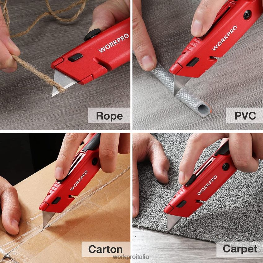 WORKPRO coltello multiuso retrattile con spazio extra per la lama, confezione da 2 taglierini a cambio rapido moderno B0600L56 attrezzo