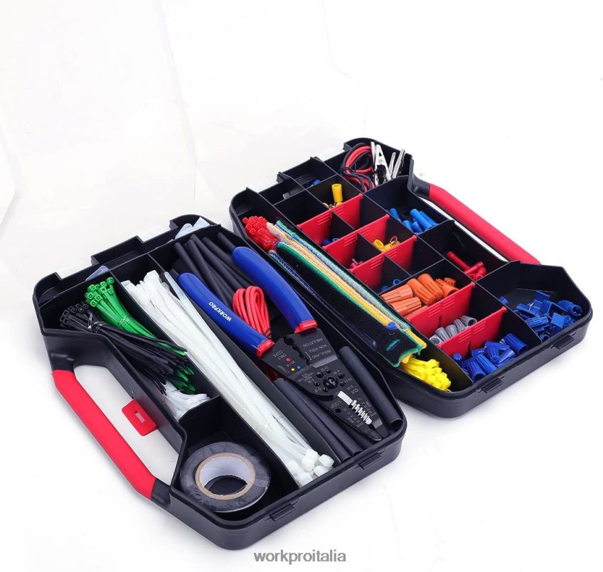 WORKPRO Kit di riparazione elettrica per terminali a crimpare da 582 pezzi, connettori per cavi, tubi termorestringenti con spelafili utile B0600L152 attrezzo