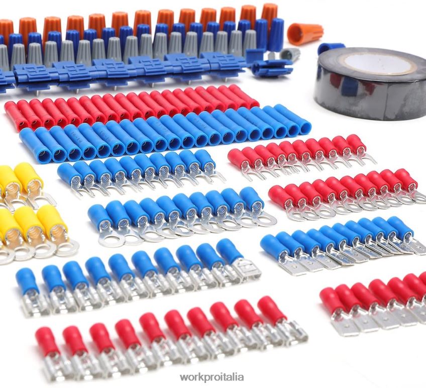 WORKPRO Kit di riparazione elettrica per terminali a crimpare da 582 pezzi, connettori per cavi, tubi termorestringenti con spelafili utile B0600L152 attrezzo
