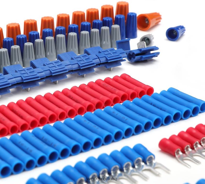 WORKPRO Kit di riparazione elettrica per terminali a crimpare da 582 pezzi, connettori per cavi, tubi termorestringenti con spelafili utile B0600L152 attrezzo