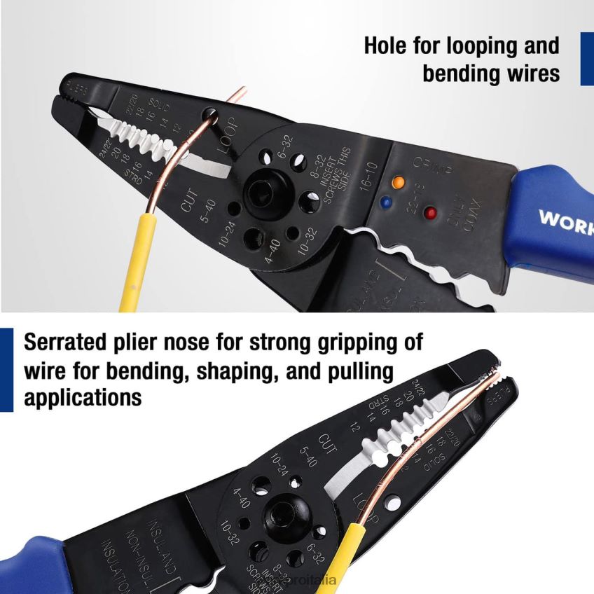WORKPRO Spelafili da 8 pollici, tagliafili multiutensile per spelare, tagliare e crimpare utile B0600L158 attrezzo