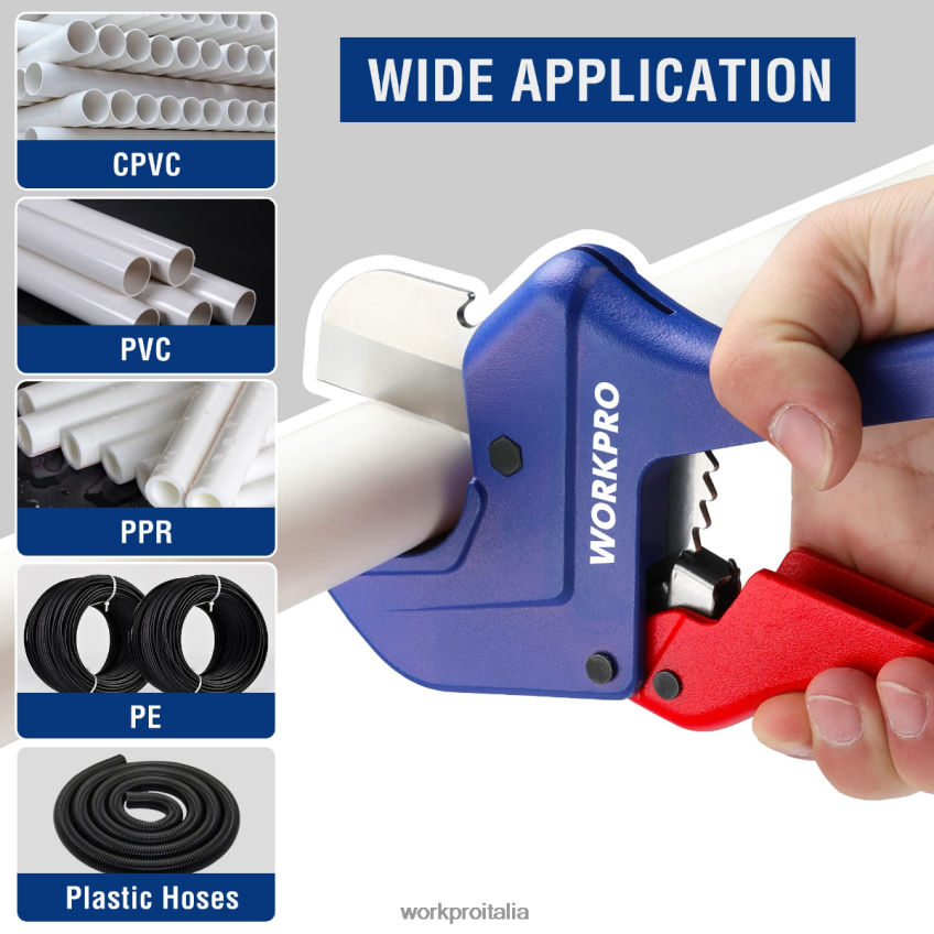 WORKPRO Strumento tagliatubi a cricchetto in PVC utile B0600L155 attrezzo