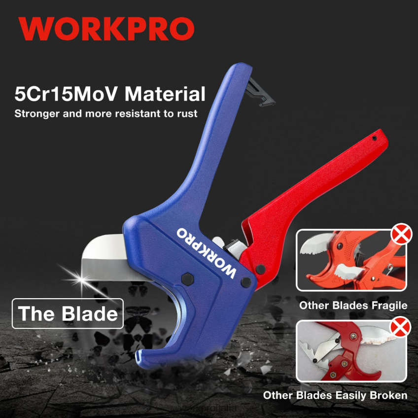 WORKPRO Strumento tagliatubi a cricchetto in PVC utile B0600L155 attrezzo