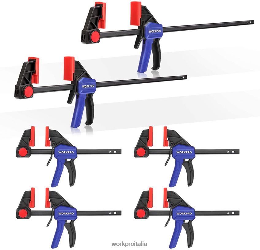 WORKPRO Morsetti per barra per la lavorazione del legno da 6 pezzi utile B0600L115 attrezzo