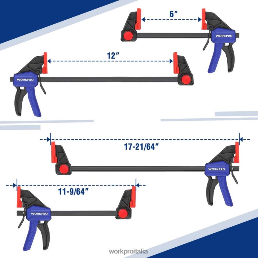 WORKPRO Morsetti per barra per la lavorazione del legno da 6 pezzi utile B0600L115 attrezzo