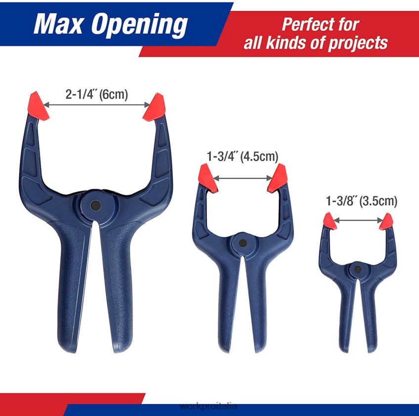 WORKPRO Set di morsetti a molla in nylon da 16 pezzi per studi fotografici di lavorazione del legno e lavori fai da te blu B0600L119 attrezzo