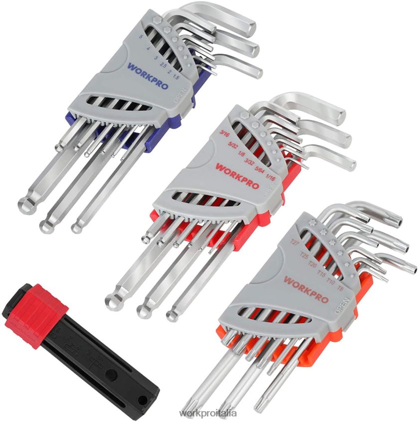 WORKPRO Set di chiavi a brugola con estremità sferica da 27 pezzi per una presa e un trasferimento di coppia eccellenti utile B0600L62 attrezzo