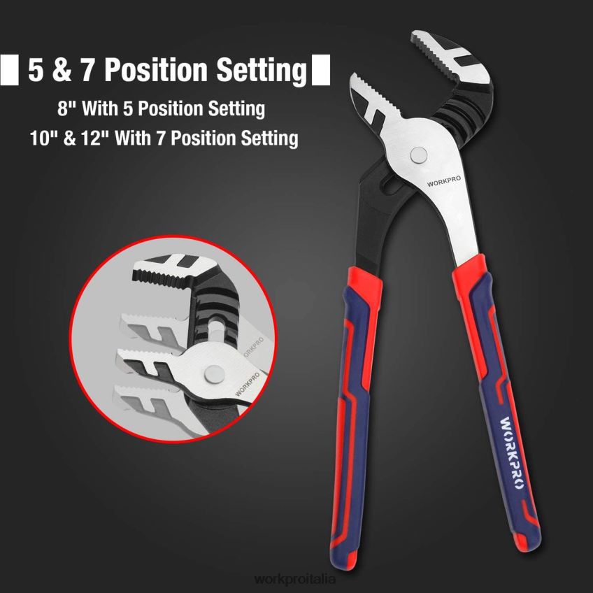 WORKPRO Set di 3 pinze multiuso regolabili per giunti scanalati nuovo B0600L68 attrezzo
