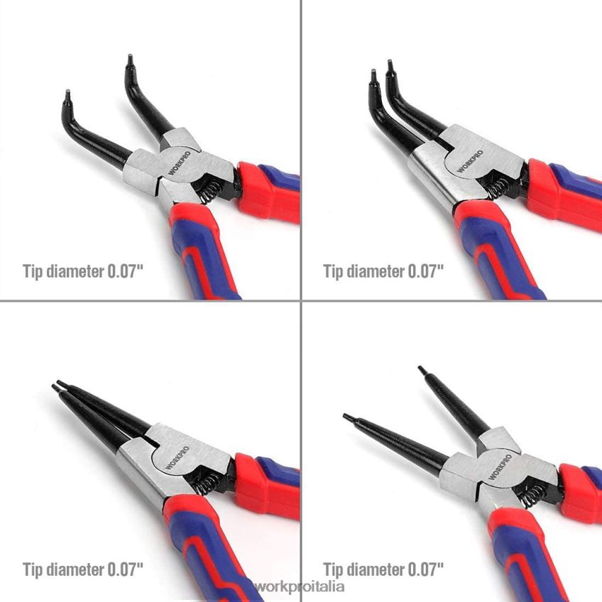 WORKPRO Set di 4 pinze per anelli elastici con custodia utile B0600L67 attrezzo