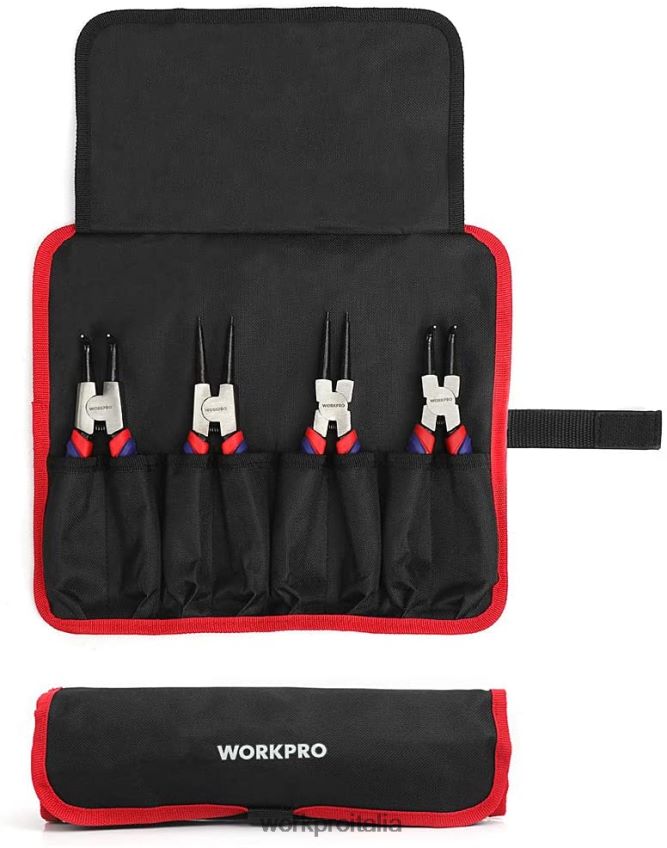 WORKPRO Set di 4 pinze per anelli elastici con custodia utile B0600L67 attrezzo