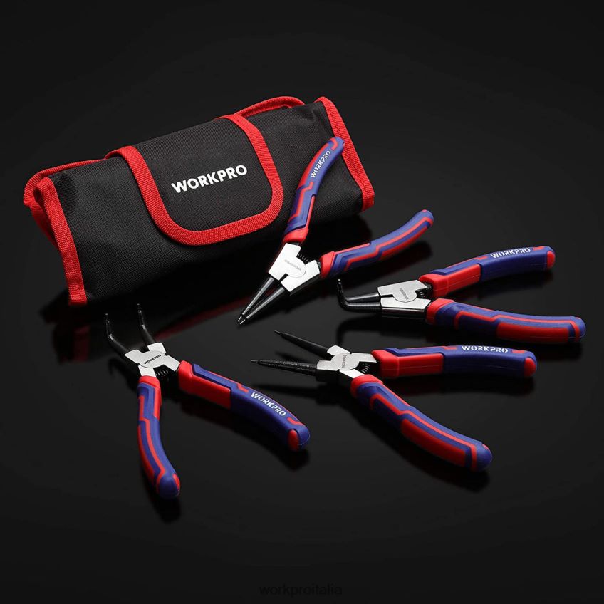 WORKPRO Set di 4 pinze per anelli elastici con custodia utile B0600L67 attrezzo