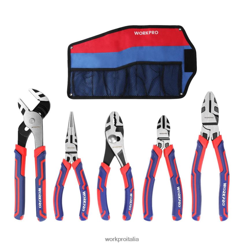 WORKPRO Set di 5 pinze da costruzione premium CR-V con custodia utile B0600L66 attrezzo