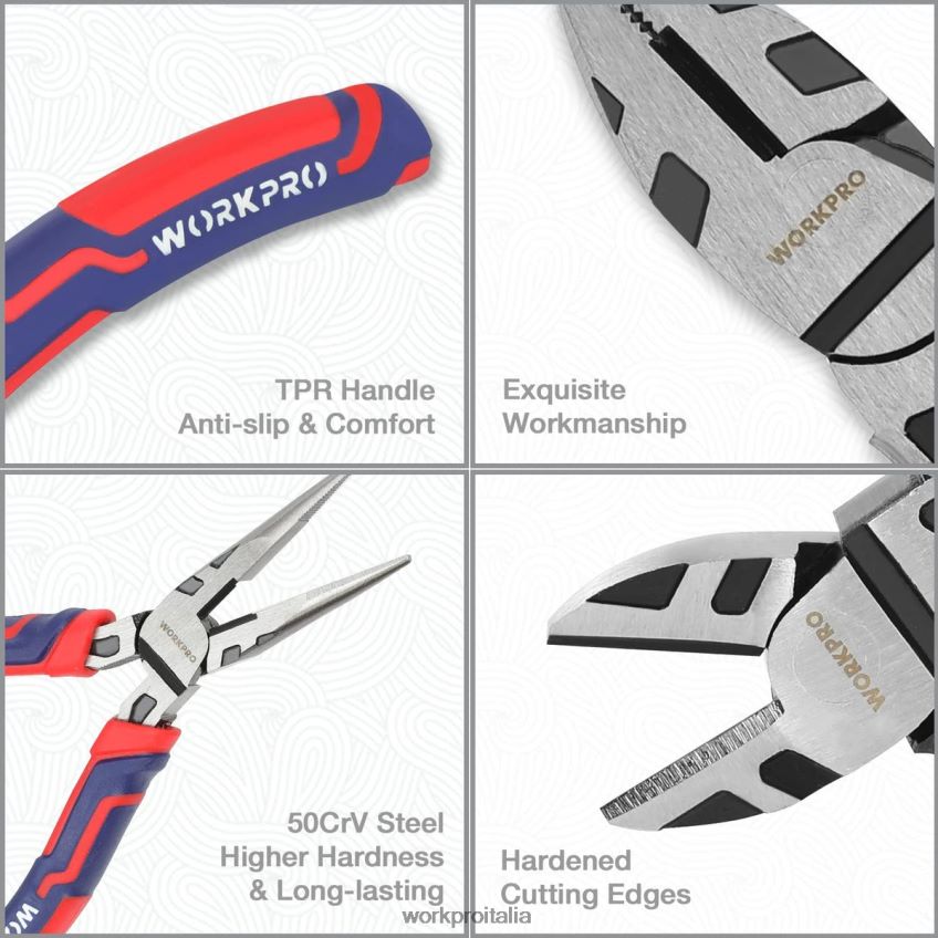 WORKPRO Set di 5 pinze da costruzione premium CR-V con custodia utile B0600L66 attrezzo