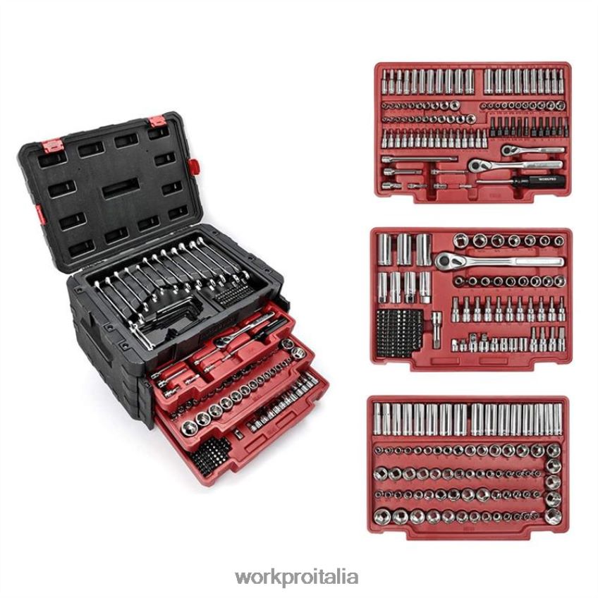 WORKPRO Set di attrezzi meccanici professionali universali da 450 pezzi con custodia resistente utile B0600L306 attrezzo
