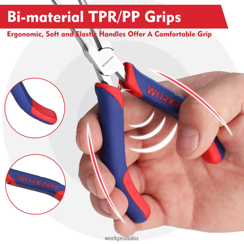 WORKPRO Set di mini pinze a becchi mezzotondi da 2 pezzi, pinze a becchi lunghi, pinze a becchi piegati moderno B0600L73 attrezzo