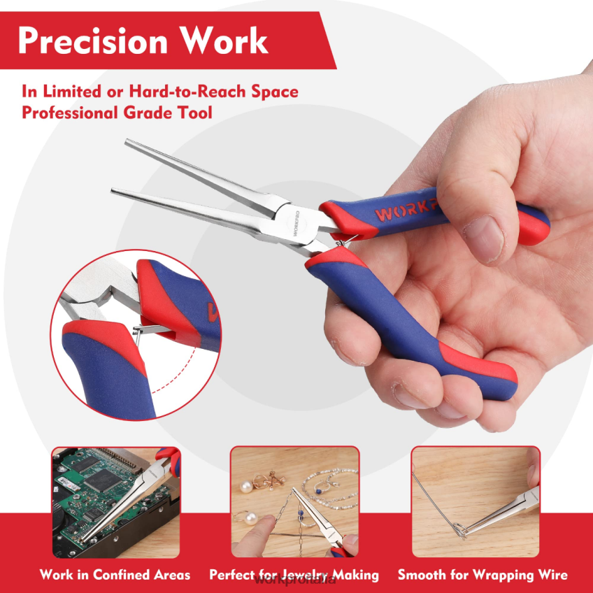 WORKPRO Set di mini pinze a becchi mezzotondi da 2 pezzi, pinze a becchi lunghi, pinze a becchi piegati moderno B0600L73 attrezzo