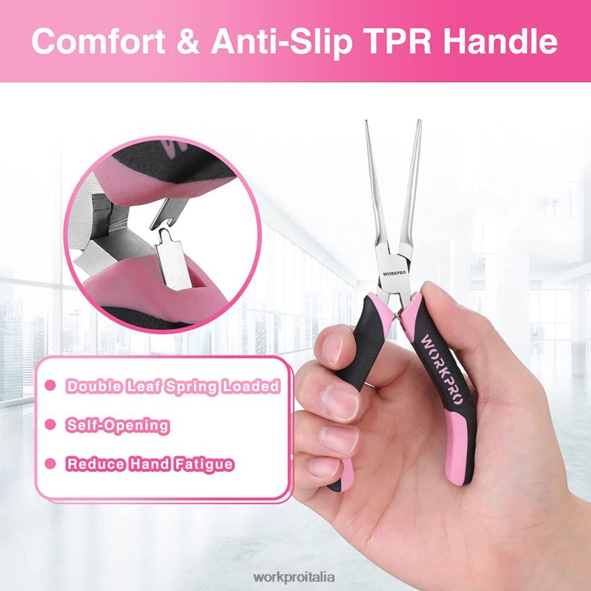 WORKPRO Set mini pinze da 6 pezzi con custodia rosa B0600L65 attrezzo