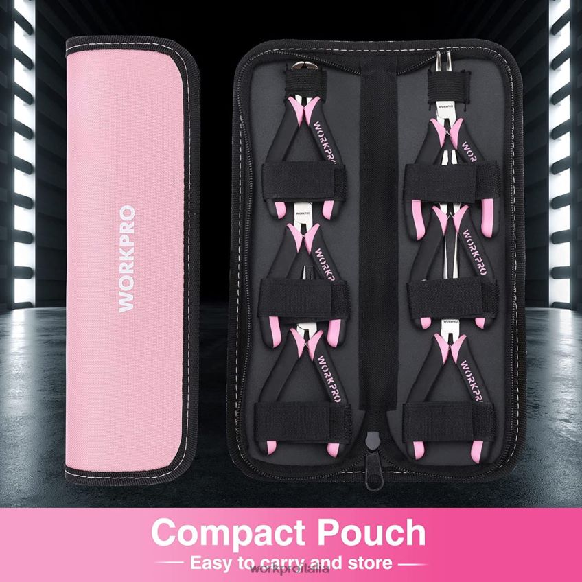 WORKPRO Set mini pinze da 6 pezzi con custodia rosa B0600L65 attrezzo