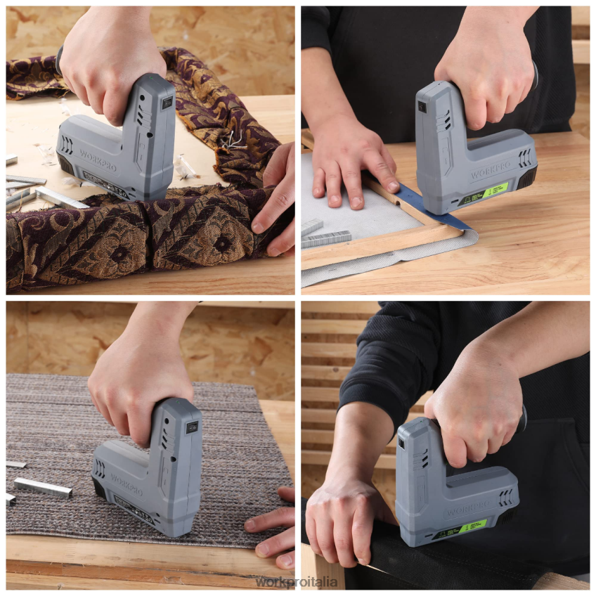 WORKPRO Pistola sparachiodi e pinzatrice elettrica senza fili 2 in 1 alimentata a batteria da 3,6 V 2,0 Ah rosa/grigio B0600L265 attrezzo