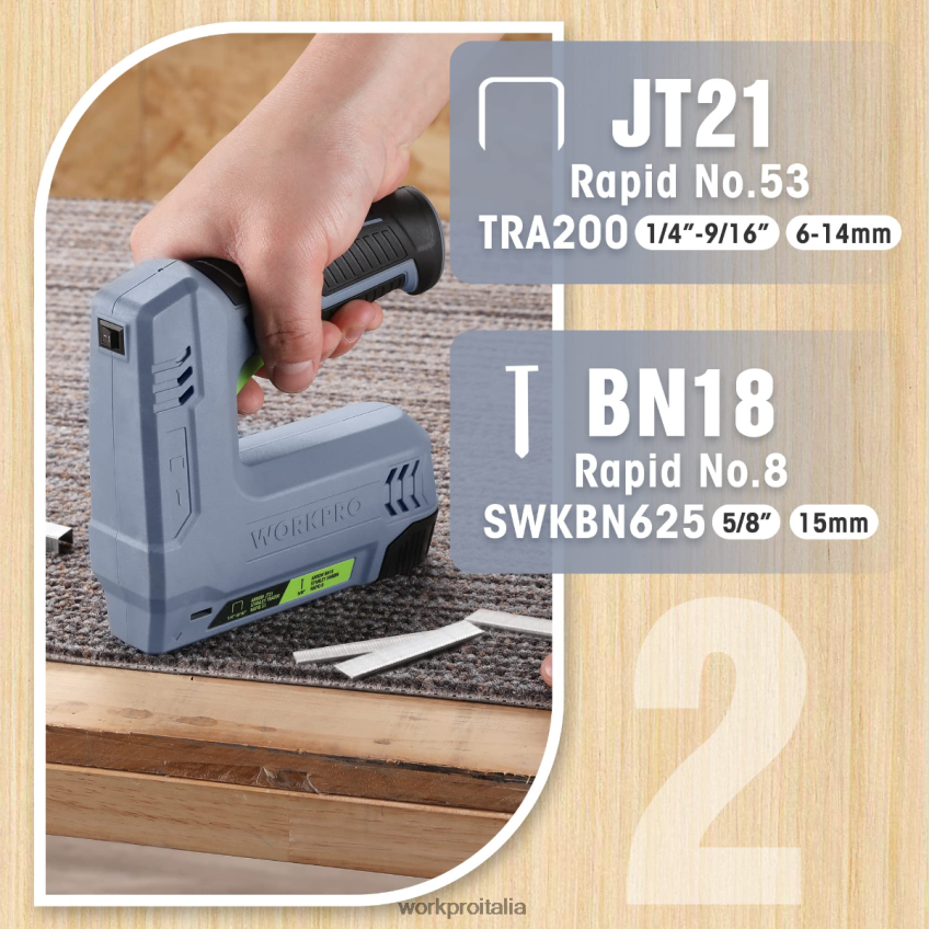WORKPRO Pistola sparachiodi e pinzatrice elettrica senza fili 2 in 1 alimentata a batteria da 3,6 V 2,0 Ah rosa/grigio B0600L265 attrezzo