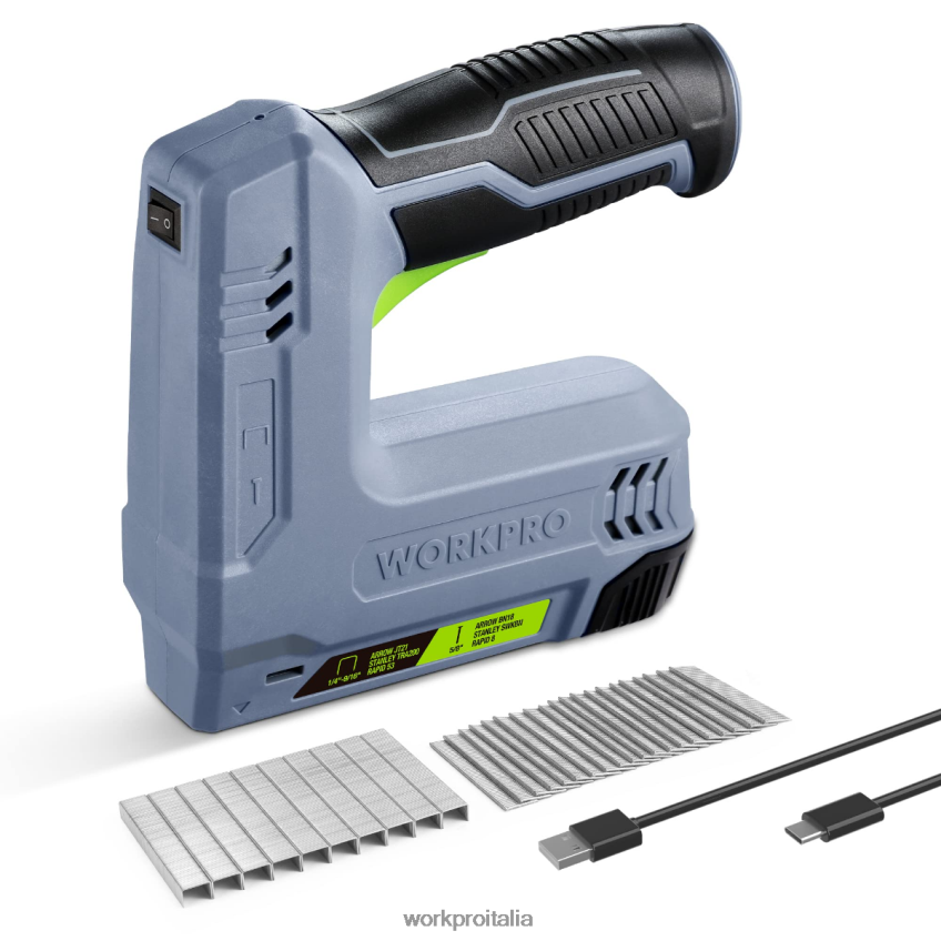 WORKPRO Pistola sparachiodi e pinzatrice elettrica senza fili 2 in 1 alimentata a batteria da 3,6 V 2,0 Ah rosa/grigio B0600L265 attrezzo