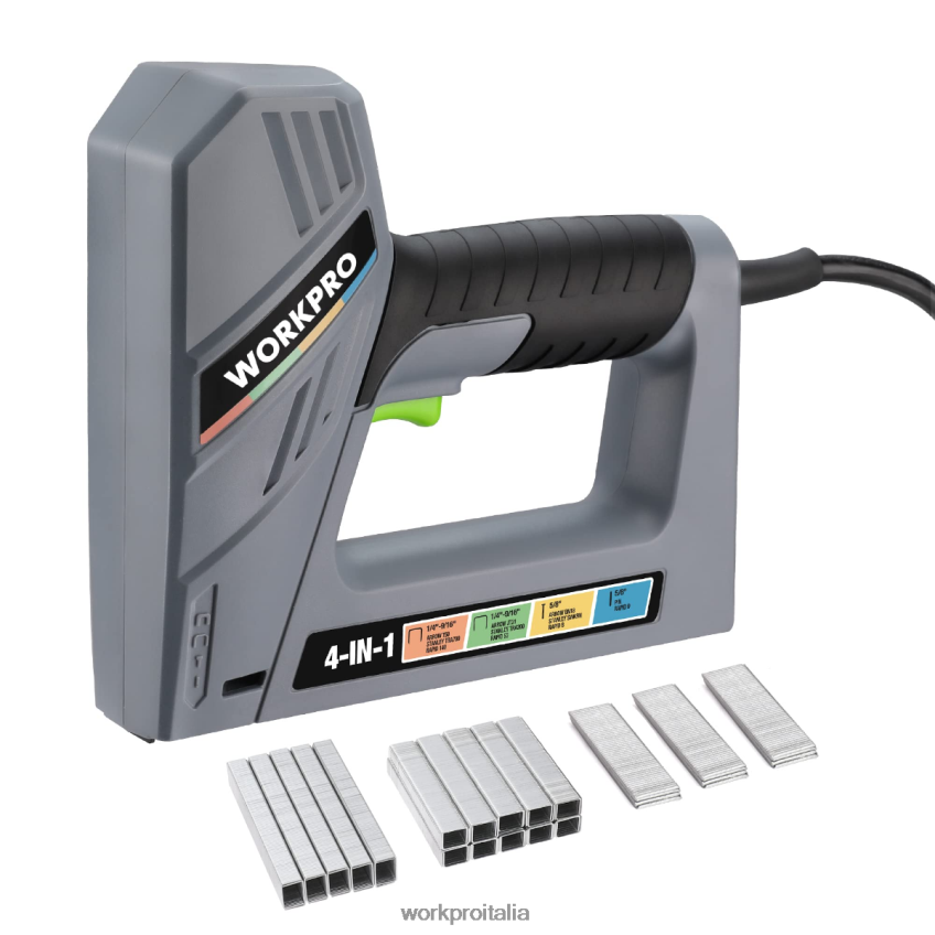 WORKPRO Pistola sparachiodi elettrica 4 in 1 con cavo, inclusi 3000 pezzi di graffette e chiodi utile B0600L60 attrezzo