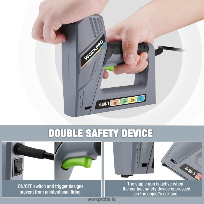 WORKPRO Pistola sparachiodi elettrica 4 in 1 con cavo, inclusi 3000 pezzi di graffette e chiodi utile B0600L60 attrezzo