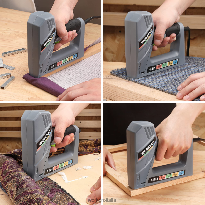 WORKPRO Pistola sparachiodi elettrica 4 in 1 con cavo, inclusi 3000 pezzi di graffette e chiodi utile B0600L60 attrezzo