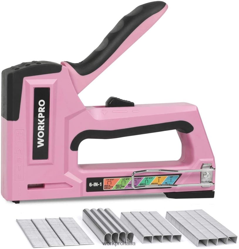 WORKPRO Pistola sparachiodi per cucitrice manuale per tappezzeria 6 in 1 rosa/grigio B0600L59 attrezzo