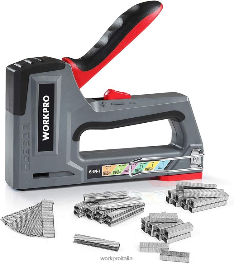 WORKPRO Pistola sparachiodi per cucitrice manuale per tappezzeria 6 in 1 rosa/grigio B0600L59 attrezzo