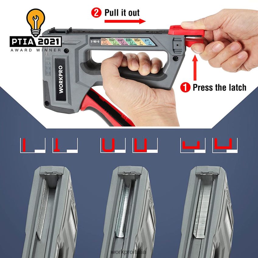 WORKPRO Pistola sparachiodi per cucitrice manuale per tappezzeria 6 in 1 rosa/grigio B0600L59 attrezzo