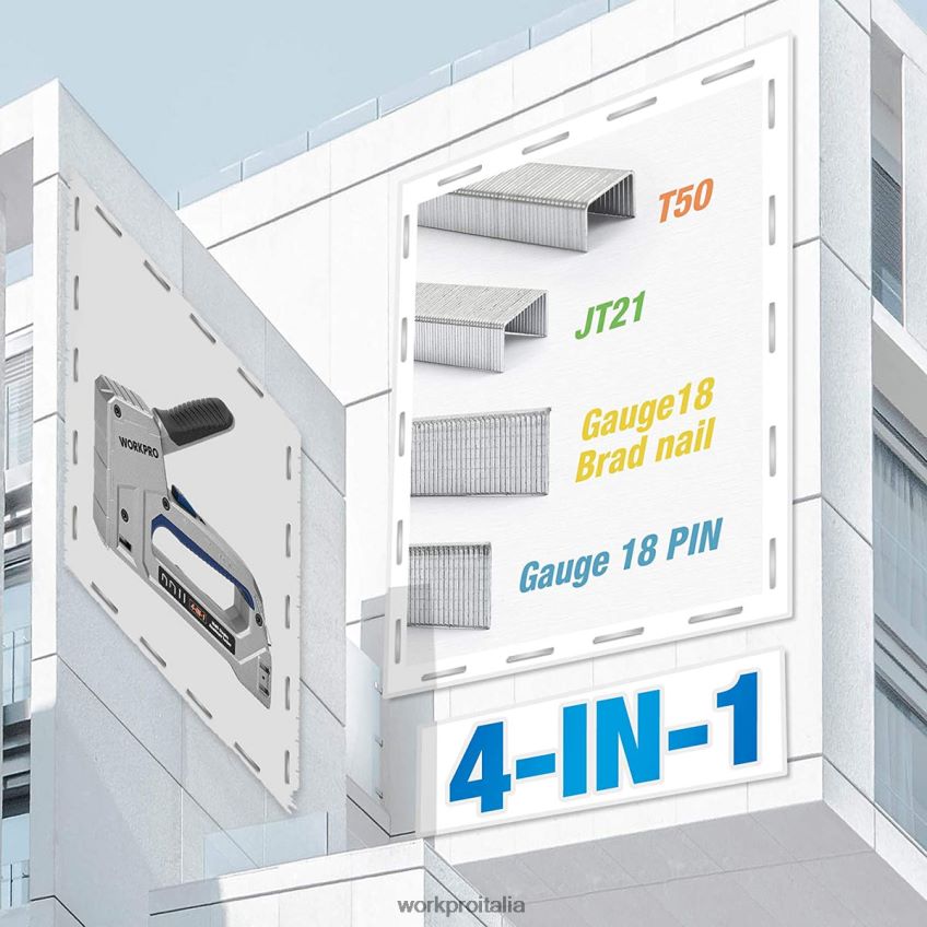 WORKPRO chiodatrice chiodatrice in alluminio 4 in 1 per carichi pesanti con 2000 graffette utile B0600L58 attrezzo