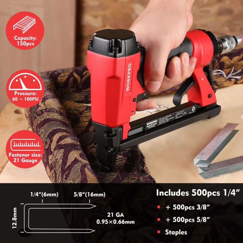 WORKPRO cucitrice pneumatica, cucitrice per tappezzeria 8016/7116 moderno B0600L182 attrezzo