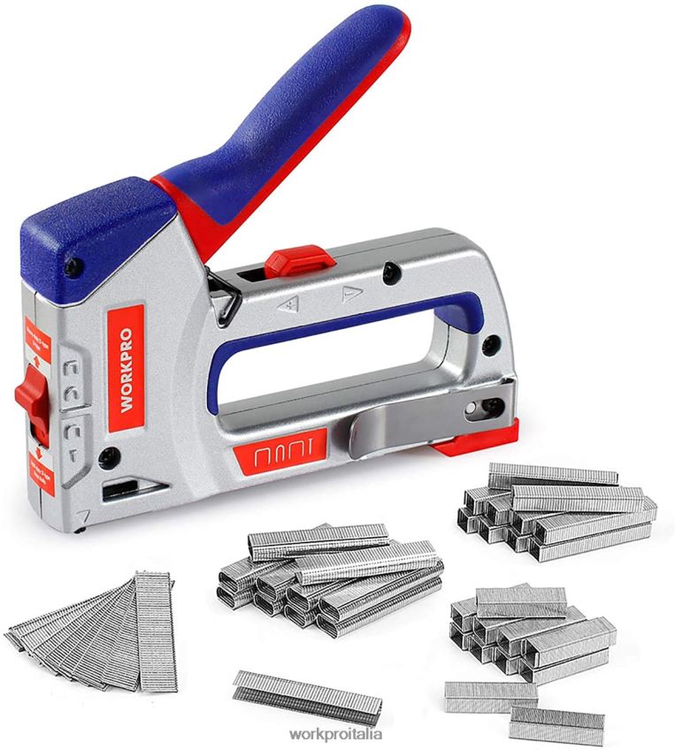 WORKPRO kit pistola graffatrice 4 in 1 per carichi pesanti chiodatrice manuale Brad con 3000 graffette e 1000 chiodi Brad utile B0600L57 attrezzo