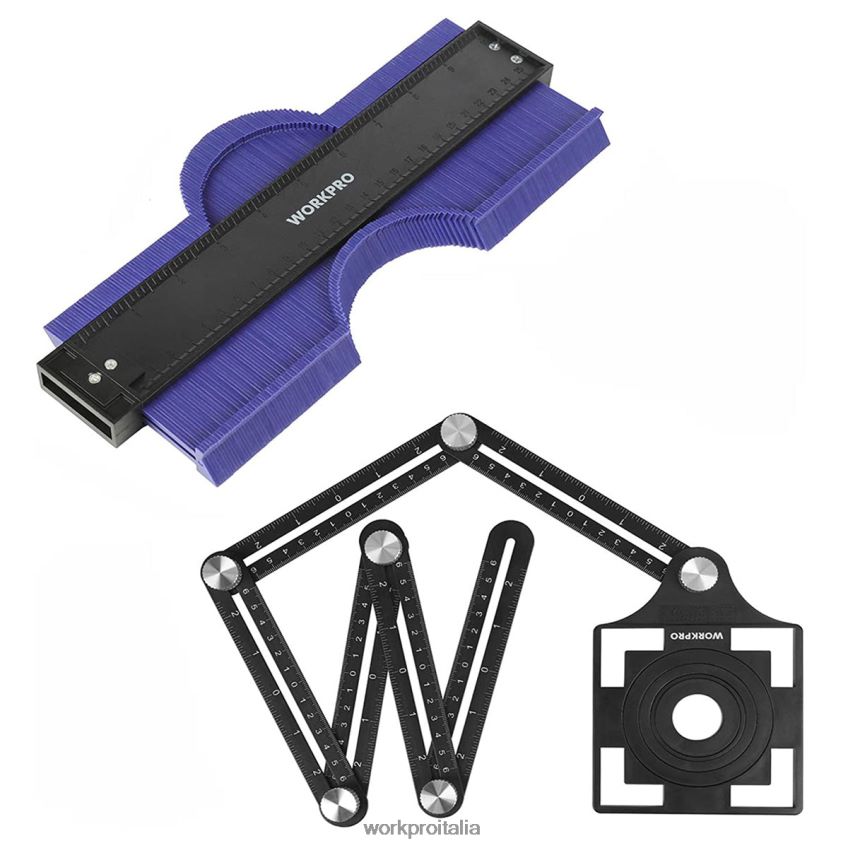 WORKPRO Kit combinato di misuratore di contorno e strumento di misurazione dell'angolo su 6 lati nuovo B0600L107 attrezzo