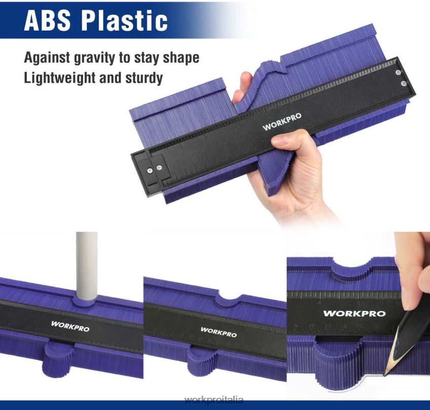 WORKPRO Kit combinato di misuratore di contorno e strumento di misurazione dell'angolo su 6 lati nuovo B0600L107 attrezzo
