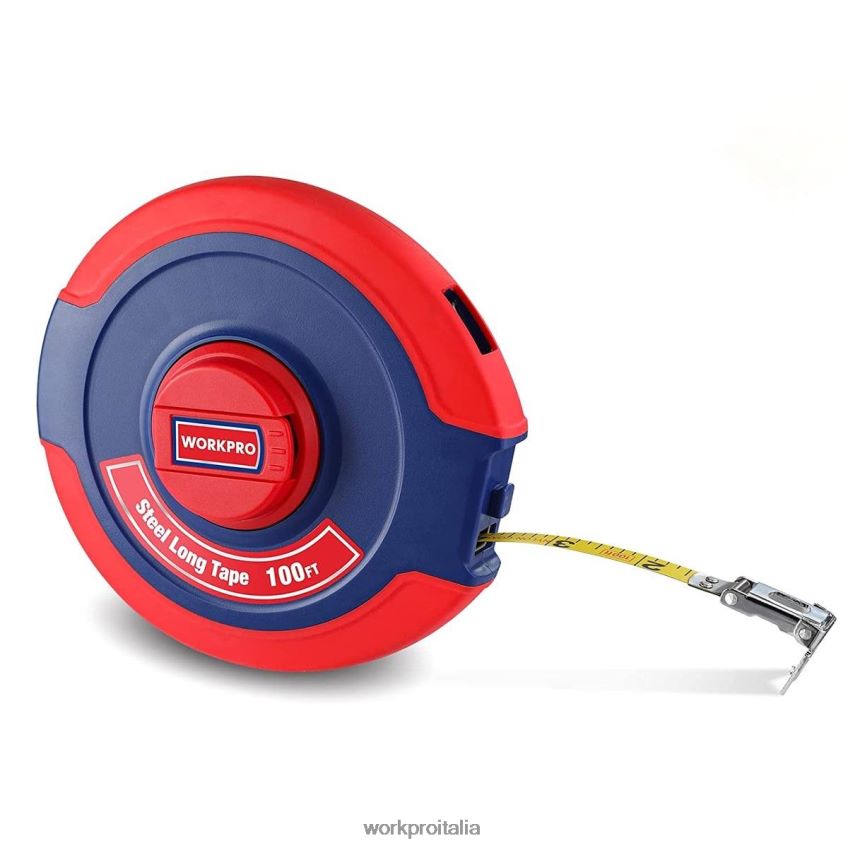 WORKPRO Metro a nastro da 100 piedi, nastro lungo in acciaio a bobina chiusa con maniglia pieghevole, custodia resistente agli urti nuovo B0600L106 attrezzo