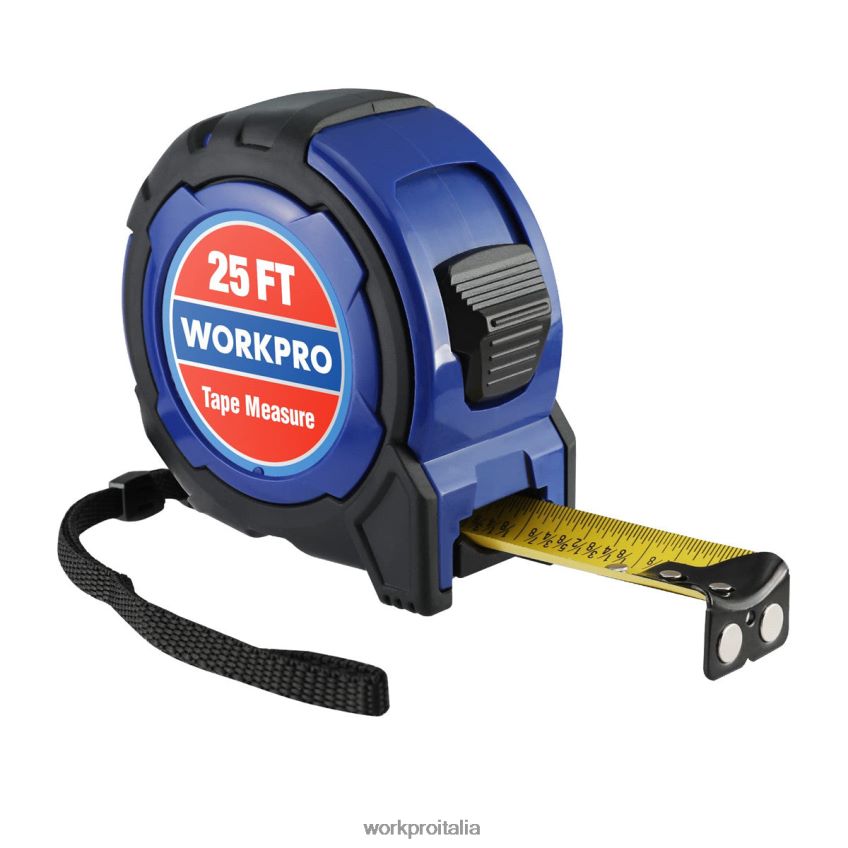 WORKPRO Metro a nastro da 25 piedi, 1/8 di frazioni e nastro di misurazione con precisione di 1/32 di facile lettura, nastro di misurazione con rivestimento in nylon retrattile utile B0600L105 attrezz