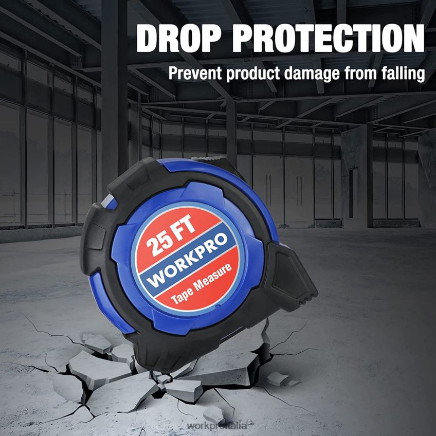 WORKPRO Metro a nastro da 25 piedi, 1/8 di frazioni e nastro di misurazione con precisione di 1/32 di facile lettura, nastro di misurazione con rivestimento in nylon retrattile utile B0600L105 attrezz