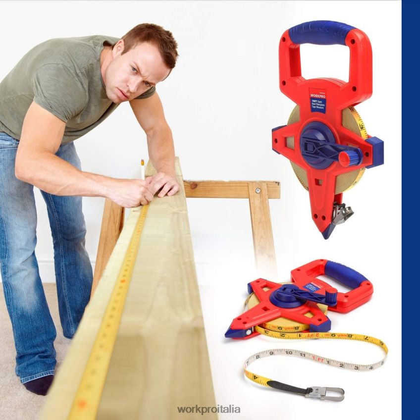 WORKPRO Nastro metrico a bobina aperta con doppia lama in fibra di vetro rivestita in nylon, 100 piedi nuovo B0600L109 attrezzo