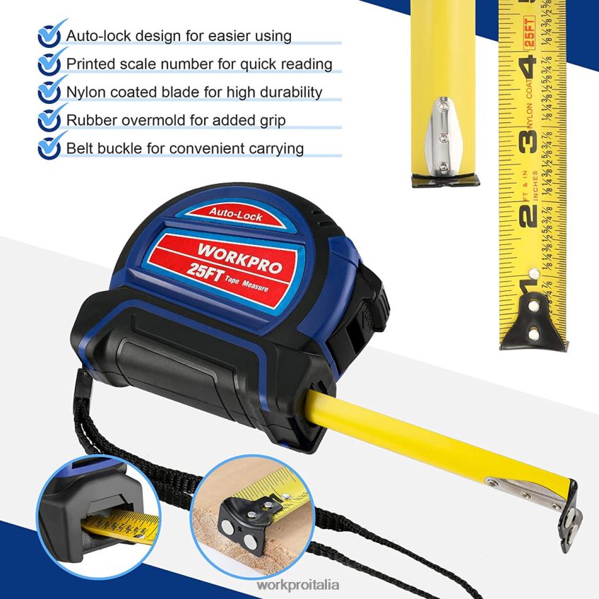 WORKPRO metro a nastro con blocco automatico 25 piedi utile B0600L111 attrezzo